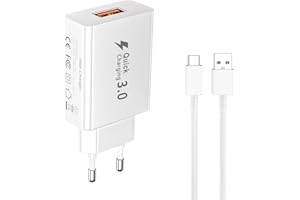 LIANSUM Cargador Carga Rápida USB Tipo C Fast Charging Compatible con Samsung Galaxy S8 S8 Plus S9 S10 S10e, A55 A53 A52 A51 A71 A70 A40 A35 A25 A22 A15 A12, Note 10, M55 M54 M53 M33 M23 M15 M12