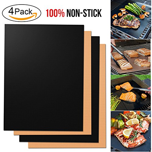 Preisvergleich Produktbild Grill-Matten-hitzebeständige Antihaft-Wiederverwendbare Barbecue-Matten Arbeiten auf Gas, Holzkohle, elektrische Grills 4 PCS