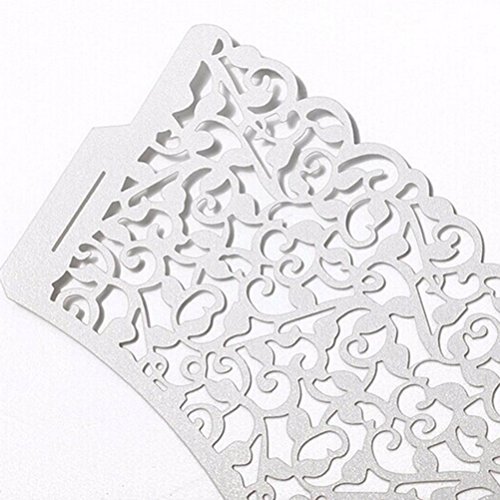 ROSENICE 50 Stück Cup Cake Cupcake Wrappers , Kuchen Pappbecher für Hochzeit Geburtstag feiern (weiß) - 6
