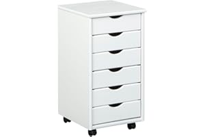 Inter Link Simon Komoda na Kółkach, Drewno, Biały, 29.6 x 34.5 x 9 cm