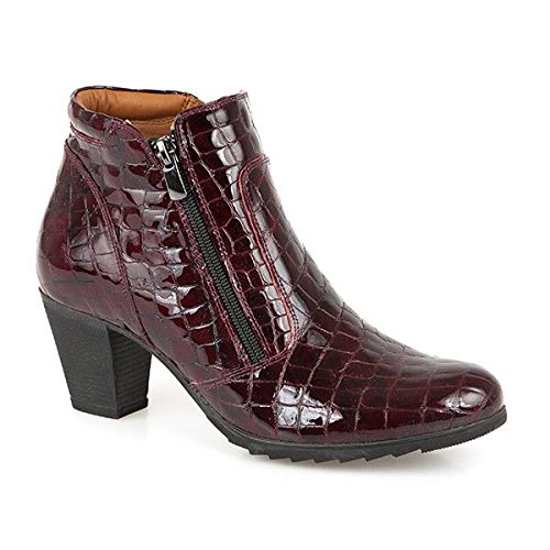 Pavers Double Zip Leather Ankle Boot 303 240 - Burgundy Croc Size 5