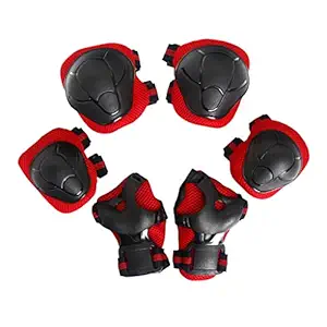 Trendy Retail 6 Pcs Kid Child Roller Skating Bicycle Helmet Knee Wrist Guard Elbow Pad Red