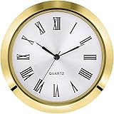 Hicarer 2-1/8 Zoll (55 mm) Quarzuhr Fit-up/Einsatz, Passen Durchmesser 1-7/8 bis 2 Zoll (48-50 mm) Loch, Zink-Legierung Metallgehäuse, Römische Ziffer (Gold)