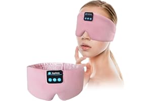 Joythink Sleep Headphones Bluetooth Sleep Mask Silk Headband Earphones Bluetooth Eye Mask for Sleeping On Side Blackout Soft Sleep Earphones Music Eye Cover Kids Children