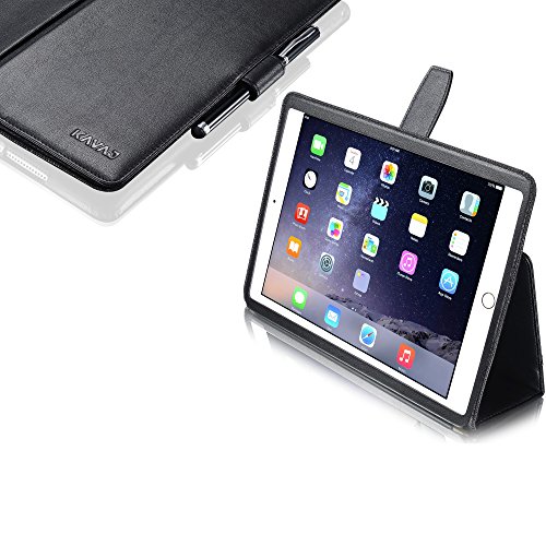 KAVAJ Ledertasche Case Hülle „London“ Für Das Apple IPad Air 2 Schwarz Aus Echtem Leder Mit Standfunktion Inkl. Eingabestift. Dünnes Smart Cover Als Edles Zubehör Für Das Original IPad Air 2 - 5