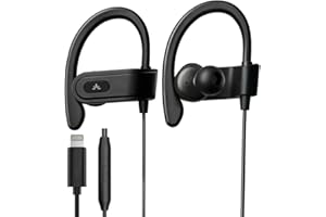 Avantree L171 – przewodowe słuchawki douszne z mikrofonem i regulacją głośności w linii, kompatybilne ze starszymi modelami iPhone 14, 13, 12, 11, certyfikowane przez MFi, sportowe słuchawki z