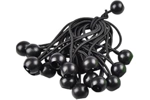 ASTARFAVOR 30 pezzi Bungee Ball Corde elastiche nero,Elastici Fissaggio per teloni,Corde Elastiche con Sfere,150mm,per tende,baldacchino,striscioni, bandiere, bagagli da campeggio