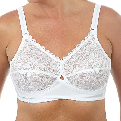 Cameo Ladies Cross Front Non Wired Full Coverage Cup Plus Size Lace Bra B-E- White - 44E