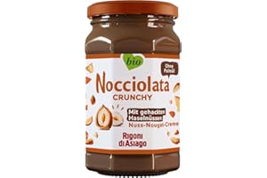 Rigoni di Asiago Nocciolata - Crunchy, 1x 250g, Haselnusscreme ohne Palmöl, Nuss Nougat Creme ohne Palmöl, Leckerer Brotaufstrich