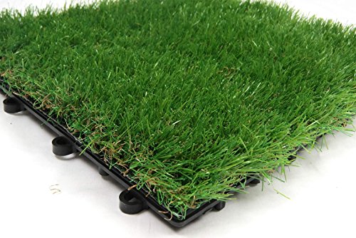 Rasenfliesen 1m² Klickfliese mit Kunstrasen für Balkon Terrassenfliese von Gartenpirat® - 2