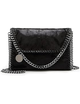 KAMIERFA Damen Metallic Umhängetasche mit Kette Shopper Beuteltasche Lässig Stil