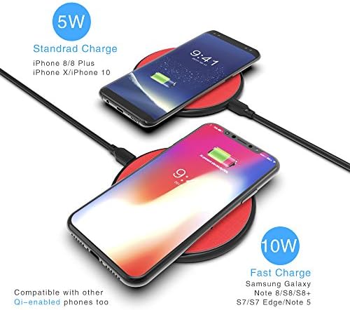 Wireless Charging Pad Apple X QI Fast Wireless Chargers Quick Charge, Standard Charge for iPhone X / 8 / 8 Plus / Nexus / Xperia &amp; Fast Charge for Galaxy S8 / S8+ / S7 / S7 Edge