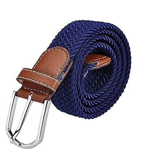 Ducomi® Sails - Ceinture Elastique Unisexe en Corde Tressée avec des Détails en Cuir et Boucle Classique - Longueur 101 cm (Blue)