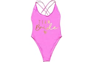 FORKIS Bikini Triangolo Donna Team Bride Letter Stampa in Un Pezzo di Costumi da Bagno in Un Pezzo da Bagno da Bagno Bachelorette Festeggiatore di Costumi da Bagno Estivo da Bagno.