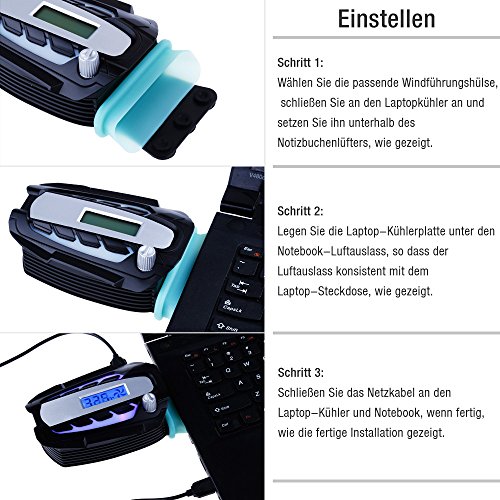 Zacro Laptop Lüfter mit Temperaturanzeige und Kühlung Pads Wind Steuerung tragbar Mini Laptop Kühler Notebook-Kühler Cooling Pads - 3