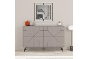 TOSCOHOME Madia in legno 123cm con disegno geometrico e 4 ante colore tortora - Dune