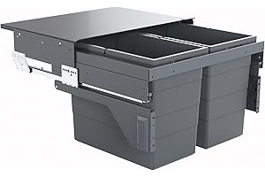 Hailo Cubo de basura 361084, 2 unidades de 28 litros, para armario de 60 cm de ancho, color antracita