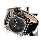 Yiwa passt Mann-moderne Sport-Quadrat-Uhr mit PU-Armband auf Stilvolle Quarz-Armbanduhr-Liebhaber-Uhr-Verzierung Gif