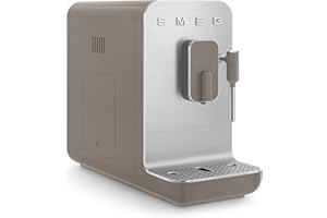 Smeg BCC02TPMEU BCC02TPMEU-Cafetera automática compacta con función de Vapor, Color Gris, 1350 W, 1.4 litros, Plástico Aluminio, Pardo