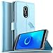 Produktbild KuGi Alcatel 3C Hülle, Alcatel 3C Wallet Case, Brieftasche Case Hülle PU Kunstleder Flip Case mit Standfunktion Kartenfächer und Bargeld für Alcatel 3C Smartphone.Blau