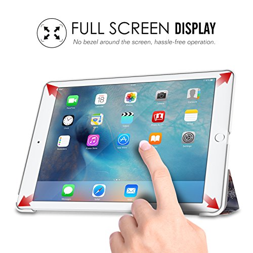 MoKo Hülle für iPad Pro 9.7 – Ultra Lightweight Slim PU Leder Tasche Schutzhülle Schale Smart Shell Case mit Auto Schlaf / Wach Funktion und Standfunktion für Apple iPad Pro 9.7 Zoll Tablet, Blumen Marineblau - 3