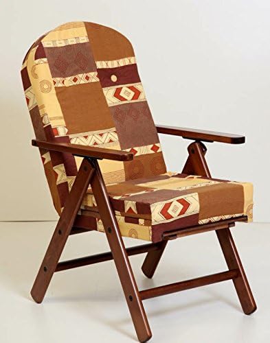 Armchair Reclining Lounger in Wood Chair 4 Positions Filled Cushion H 105; Lounge Kitchen Living Room Sofa