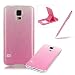 Produktbild Für Samsung Galaxy S5/S5 Neo Hülle Weiches Silikon Glitzer Schutzhülle Tasche Case,Hochwertig Leicht Gummi Schutz Hoch Handyhüllen Schale Etui,Herzzer Modisch Luxus Silikon Bunt Hülle [Farbverlauf Gradient Farbe] Regenbogen Bling Ultradünn Slim Schutztasche Hülle Bumper Case Back Cover für Samsung Galaxy S5/S5 Neo + 1 x Frei Rosa Handy Halterung Ständer + 1 x Frei Rosa Touch Pen Stift Stylus - Hell Rosa