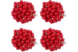 Dacitiery Artificial Berries, 100 Pcs 10mm Artificial Red Holly Berry for Christmas Tree Decorations Garland DIY Craft Wreath Making Supplies