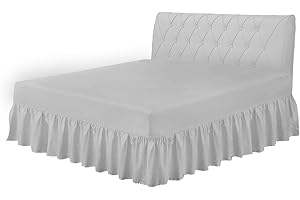 COTON MODE Silver Double Valance Sheet - Easy Care Frilled Base Fitted Valance Sheet 137CM x 190CM - Poly Cotton Bed Skirt Valance Sheet
