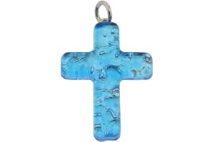 GlassOfVenice Donne Veneziane Croce Pendente - Aqua Argento Blu/Argento
