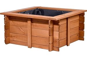 dobar 29236FSCe Square - Mini laghetto in Legno Robusto – per Giardino/terrazza/Balcone – con Pellicola – 78 x 78 x 42 cm, Marrone