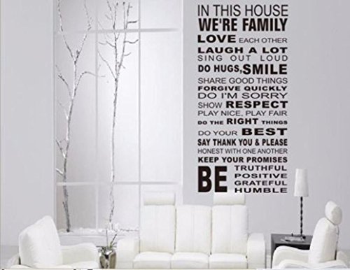 Zooarts House Home Rule Quote Wall Stickers Removable Vinyl Decals Art Decor Home Room Mural by Zooarts - 4