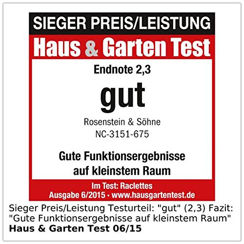 Rosenstein & Söhne Raclette für 2 mit Grillaufsatz & heißem Stein, 350 Watt - 6