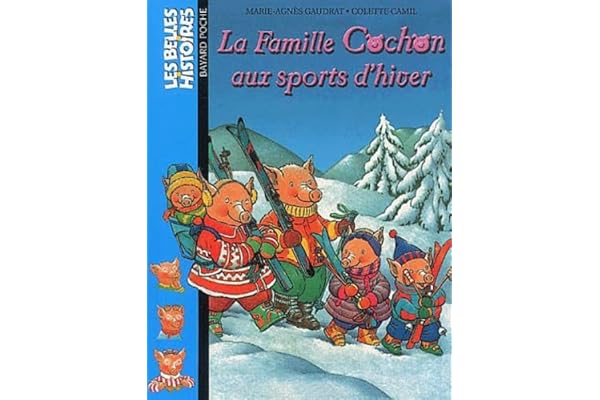 Famille cochon aux sports d'hiver