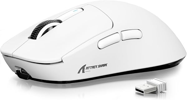 ATTACK SHARK X3 49g Ultralight Mouse, PixArt PAW3395 Gaming Sensor, BT/2.4G Wireless/Wired Gaming Mouse, 26000 DPI, 200 Hours Battery, Office Mice for Win11/Xbox/PS/Mac (White) - 1