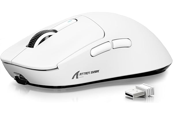 ATTACK SHARK X3 Souris ultraléger 49 g, capteur de jeu PixArt PAW3395, BT/2,4 G sans fil, souris de jeu sans fil/filaire, 26000 DPI, batterie 200 heures, souris de bureau pour Win11/Xbox/PS/Mac (blanc
