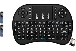 MIGTEC Mini Teclado con Ratón Inalámbrico. Multitud de Teclas con Funciones. Touchpad del Ratón con Multitouch. Alimentación Pilas AAA (Incluidas)