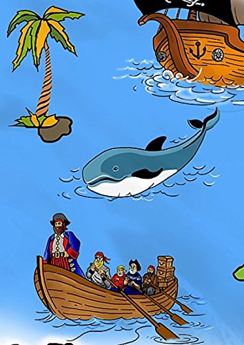 Aminata Kids – Jungen-Kinder-Bettwäsche 135×200 cm Pirat Seeräuber Piratenschiff Schatzinsel blau hochwertige Baumwolle Schatz Insel - 6