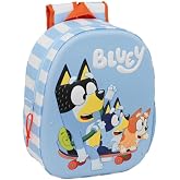 Safta | Triple Pencil Case Bluey Ready 37 Pieces, Children's School Pencil Case with 3 Compartments and Zip, Includes 16 Colo
