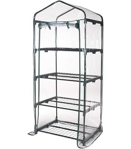 VERDELOOK Serre Rectangulaire à 3 étagères Avec Ouverture à Charnière, 69 X 49 X 125 Cm, Avec Toile Transparente En PVC, Serre De Jardin Et Balcon Pour Protection Des Plantes, Jardin