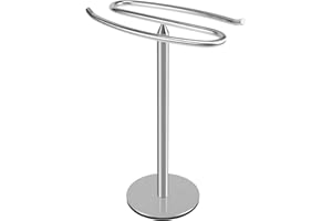 Yoiimiya Silver Stainless Steel Standing Towel Rack - Stainless Steel Bathroom Wash Basin Rack - Kitchen Towel Hook - Household Countertop Towel Bar - Size: Approximately 330 * 120mm