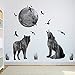 Produktbild MINGH Wald Mond Wolf Wandaufkleber PVC Material Wald Vögel DIY Tier Wand Poster für Kinderzimmer Dekoration Wandbild Kunst