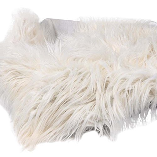 Ouneed Newborn Baby Fur Backdrop Flannel Receiving Blanket (Beige)
