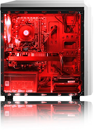 VIBOX Pyro GS460-217 Gaming PC – 4,0GHz AMD FX Quad-Core Prozessor, Geforce GTX 1060, leistungsfähig, Hochleistung, leistungsstärker, Desktop Gamer Computer mit Spielgutschein, Rot Innenbeleuchtung, lebenslange Garantie* (3,8GHz (4,0GHz Turbo) Superschneller AMD FX 4300 Quad-Core Prozessor CPU, Nvidia GeForce GTX 1060 3GB Grafikkarte, 8GB DDR3 1600MHz RAM, 1TB (1000GB) SATA III HDD 7200rpm Festplatte, 85+ Netzteil, CIT Storm Weiß Rot Gaming Geh§use, AM3+ Mainboard, Ohne Windows Betriebssystem) - 4
