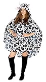 Foxxeo 40144 | Kuh Party Poncho für Erwachsene Karneval Fasching Party Regen Cape Umhang Tier
