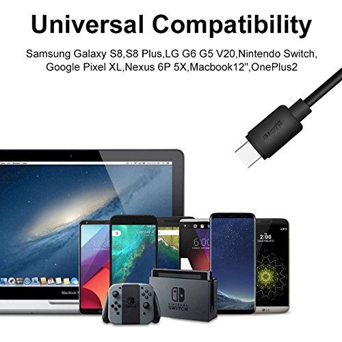USB Typ C Kabel, Kiirie 3.3ft Nylon geflochtene Schnur Schnelle Ladegerät mit Reversible Steckverbinder für LG G5 V20, Nexus 5X 6P, Google Pixel XL, Huawei P9 Plus, OnePlus 2 3, Macbook 12 „und andere Typ C USB Geräte - 6