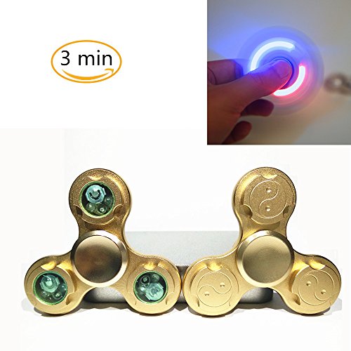 LED Lighting Glowing Luminous Hand Fingure Spinner Fidget Toy 3 Blades Stress Reducer Anxiety Relieves Focus Helper (Gold) LED Lighting Glowing Luminous Hand Fingure Spinner Fidget Toy 3 Blades Stress Reducer Anxiety Relieves Focus Helper (Gold)
