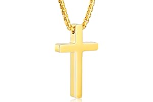 Aretas Collana Croce Crocifisso per Uomini/Ragazzi, in Acciaio Inossidabile. Colori: Argento, Oro, Nero. Con Appendici Croce. Lunghezza: 40-60 cm.