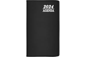 POWERSELL SRLS Diario 2024 – Agenda 2024 Settimanale Formato Pocket 10x18 cm - Copertina Morbida Similpelle – Agendina da Borsa Verticale, con Calendario, Planner, Convertitore Misure (2024 NERO)