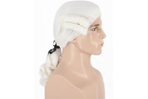 LeMarnia Herren Weiß Richter Perücke Colonial Curly Perücke Halloween Cosplay Kostüm Perücke